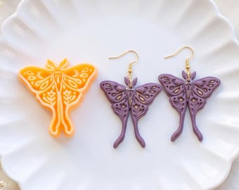 Luna Moth Clay Cutter with Embossed Imprint for Earrings and Pendants
