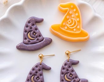 Folk Witch Hat Clay Cutter with Moon Imprint for Halloween Earrings