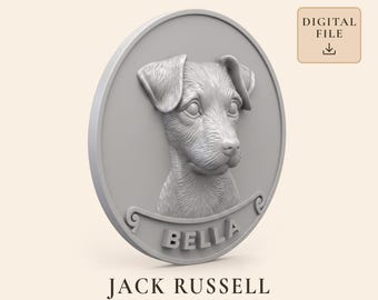 Jack Russell Terrier Dog STL with Custom Name Plaque