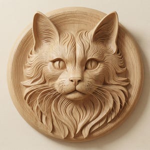 Elegant Cat Relief STL File for CNC Router, Wood Carving Wall Art, Feline 3D Model (Digital Download)
