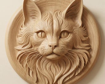 Elegant Cat Relief STL File, CNC Wood Wall Art (Digital Download)