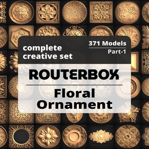 Blumenornament 371-teilige 3D-STL-Modelle für CNC-Fräser und Holzarbeiten. Perfekt für künstlerische Gravuren und DIY Wohndekors.