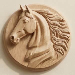 Archivo STL de cabeza de caballo artística para fresadora CNC, relieve de madera expresivo