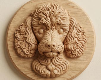 Fichier STL en relief pour chien caniche toy, modèle de sculpture sur bois CNC