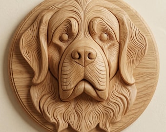 Saint Bernard Dog Relief STL CNC Router File for Wood Carving | Pet Portrait