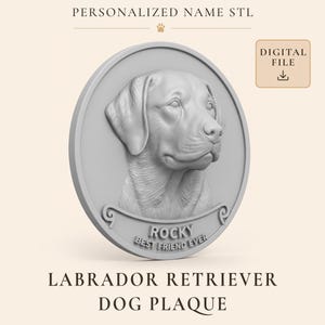 Targa per cane Labrador Retriever in STL con nome personalizzato