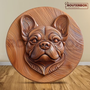 Modelo STL realista de cachorro buldogue francês para impressão 3D, escultura em madeira CNC e impressão em resina, perfeito para decoração de casa "faça você mesmo" e projetos CNC.