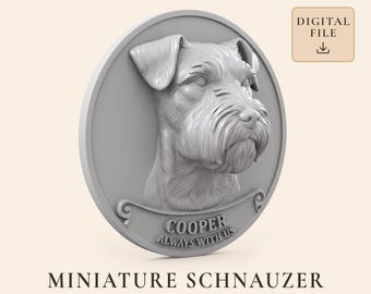 Miniature Schnauzer Dog STL with Custom Name Plaque