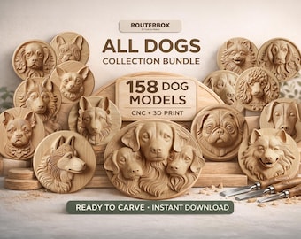 Dog Breed Relief STL Bundle - 158 Detailed Models for CNC & 3D Print