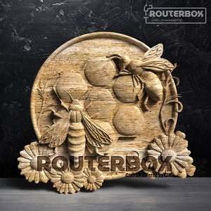 Honingmakende werkbijenreliëf 3D STL-model voor CNC-router en houtbewerking - ideaal voor artistieke gravures, snijwerk en doe-het-zelfdecoratieprojecten