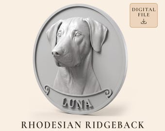 Rhodesian Ridgeback Dog STL with Personalized Name Plaque