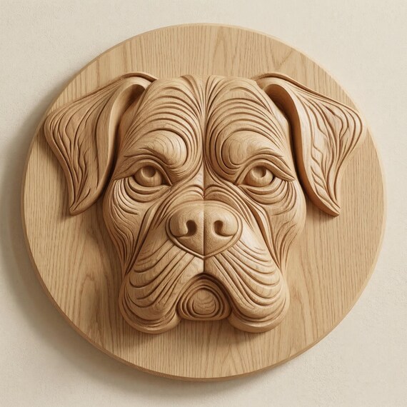 Boxer Dog CNC Relief STL File, 3D Printable Dog Breed Plaque