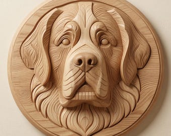 Saint Bernard Dog Relief Carving STL | CNC Router Wood Model