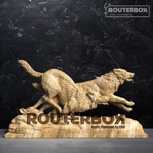 Modelo stl de alívio de lobos correndo para roteador cnc e marcenaria, perfeito para gravura artística, escultura 3d, projetos de decoração de casa diy