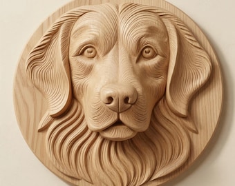 Golden Retriever CNC Carving STL File for Router, Dog Relief Woodworking Model