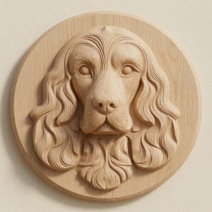 Cocker Spaniel Dog Wall Art STL, CNC Router Relief Plaque