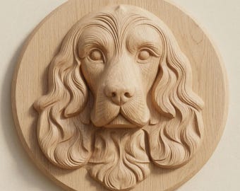 Cocker Spaniel Dog Wall Art STL, CNC Router Relief Plaque