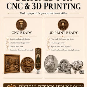 Comparison of CNC ready relief models and 3D print ready STL models prepared for different production workflows.