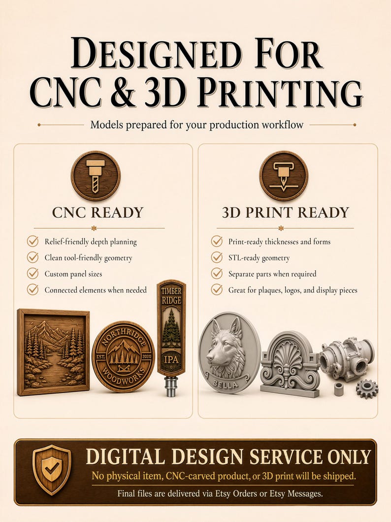 Comparison of CNC ready relief models and 3D print ready STL models prepared for different production workflows.