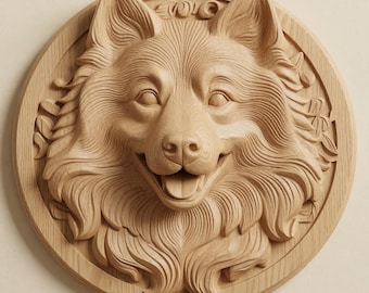 Samoyed Dog Relief STL CNC Router File for Wood Carving | Pet Portrait