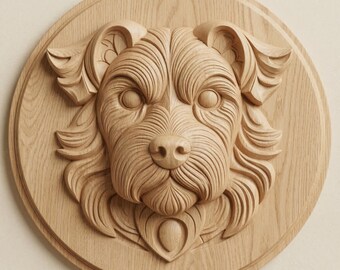 Seidiger Terrier-Denkmalporträt-STL-Datei, CNC-Holzschnitzmodell