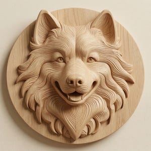 Samoyed Dog Relief STL CNC Router File for Wood Carving | Dog Portrait