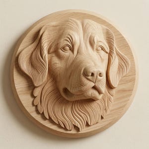 Golden Retriever STL for CNC Router, Dog Relief Wood Carving File for Makers