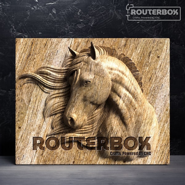 Horse with Beautiful Eyes Relief STL Model for CNC Router and Woodworking - Good for Artistic Engraving, 3D Carving, DIY Home Decor Projects