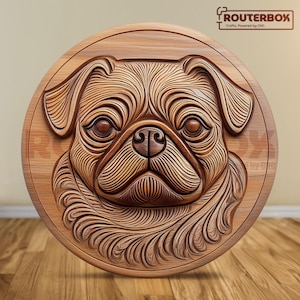 Pug Dog STL File: CNC Router Wood Carving (Digital Download)