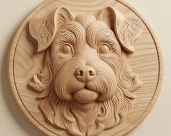 Terrier Dog Relief STL File, CNC Router Wood Carving 3D Model
