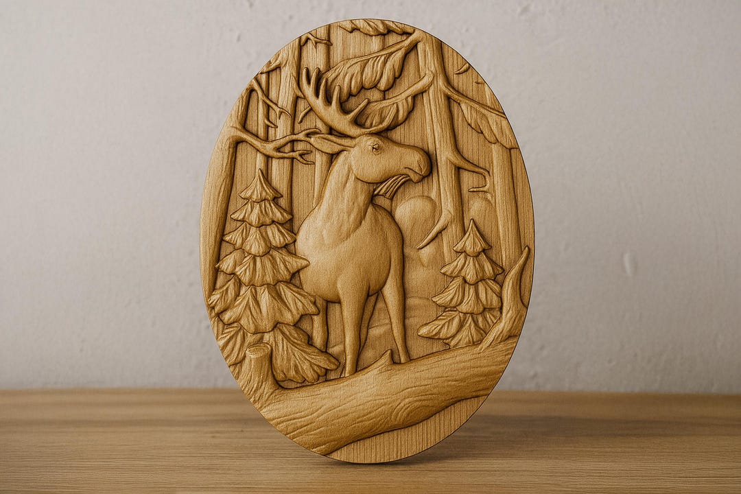 Deer in Forest 3D STL Model: CNC Router, Wood Carving (digital Download ...