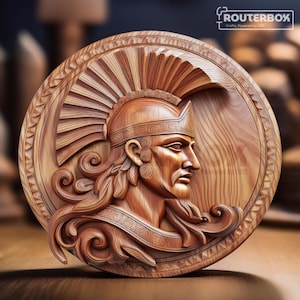 Statue de guerrier spartiate : inspirée du roi Léonidas, impression 3D STL pour résine, idéale pour les projets de sculpture sur bois CNC, décoration grecque antique.