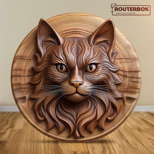 Modelo STL 3D de gato para carpintería CNC, arte de resina, moldeo de silicona e impresión 3D para uso decorativo y artístico creativo, uso comercial.