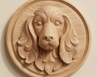 Cocker Spaniel Dog Breed STL, 3D Printable Wall Art Plaque