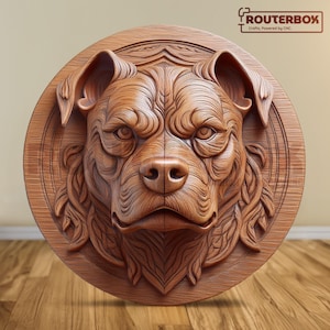 Starker Pitbull-Hund STL für CNC-Fräser, ideal für Holzschnitzereien, Harzdruck und einzigartige DIY-Wohnkulturprojekte, kommerzielle Nutzung.