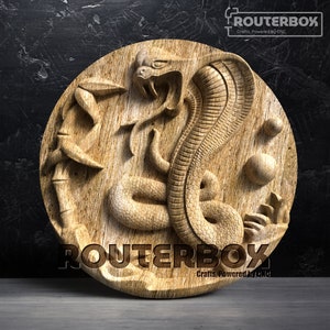 Modelo 3D STL de alívio de cobra para roteador CNC e carpintaria, perfeito para gravura artística, escultura 3D, projetos de decoração de casa DIY