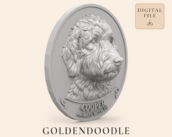 Goldendoodle Dog STL with Personalized Name Plaque