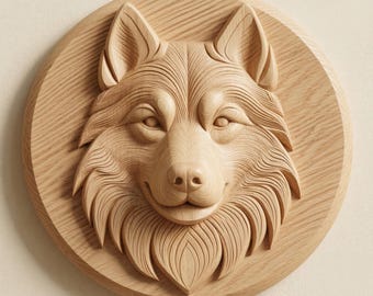 Siberian Husky Dog Relief 3D STL Model for CNC Router Wood Carving