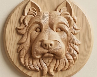 Seidiger Terrier-Denkmalporträt-STL-Datei, CNC-Holzschnitzmodell