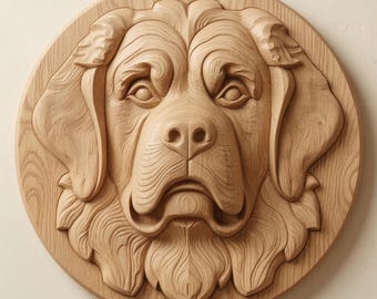 Saint Bernard Dog Relief STL for CNC Router Wood Carving | Pet Portrait File