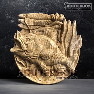 Fisch und Meereswelt Relief STL Modell für CNC-Fräser und Holzbearbeitung - Ideal für künstlerische Gravur, 3D-Druck und DIY Home Decor Projekte