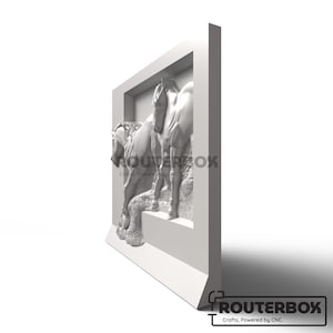 Unleash creativity with the Horse Couples Relief 3D STL Model designed for CNC router and woodworking. Crafted for artistic engraving, 3D carving, and DIY home decor, it adds a touch of elegance and unity to your creations. Digitally rendered front view of the STL moose carving model. Shows detailed antlers, bark texture, and symmetrical design layout for CNC router visualization.