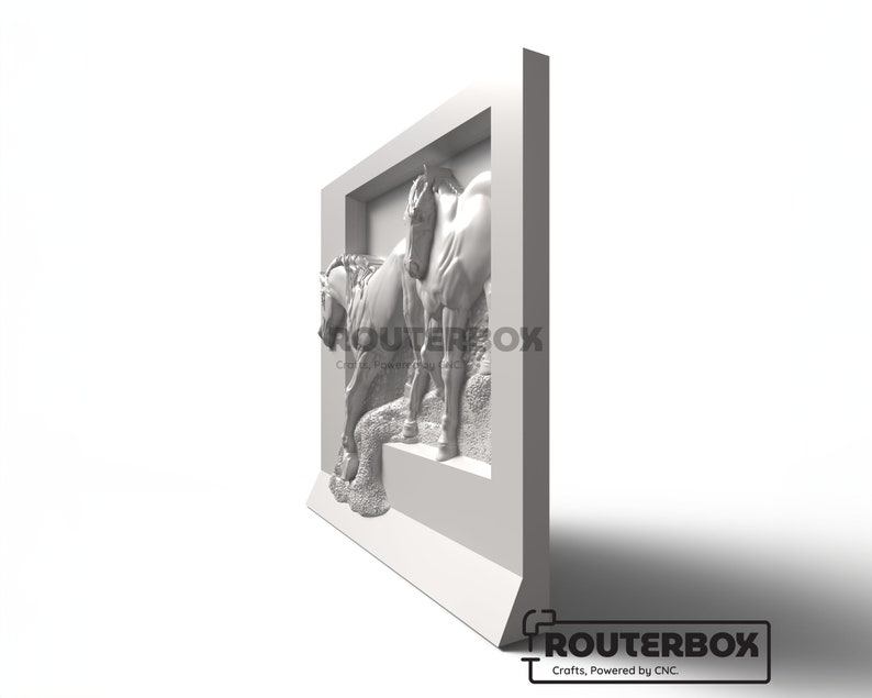 Unleash creativity with the Horse Couples Relief 3D STL Model designed for CNC router and woodworking. Crafted for artistic engraving, 3D carving, and DIY home decor, it adds a touch of elegance and unity to your creations. Digitally rendered front view of the STL moose carving model. Shows detailed antlers, bark texture, and symmetrical design layout for CNC router visualization.