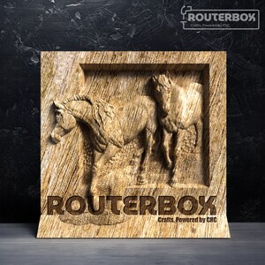 Modelo STL 3D en relieve de parejas de caballos para enrutador CNC y carpintería: perfecto para grabado artístico, tallado 3D y proyectos de decoración del hogar de bricolaje