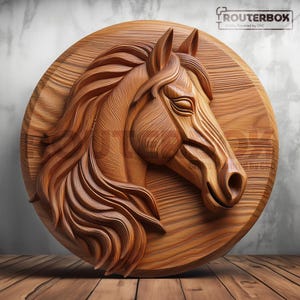 Detailliertes Pferderelief 3D STL für CNC-Fräser, 3D-Druck, Harzdruck, ideal zum Schnitzen, Gravieren und DIY-Dekor, kommerzielle Nutzung auf Lebenszeit