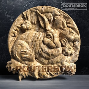 Modèle STL en relief Lapins dans la nature pour défonceuse CNC et travail du bois - Idéal pour la gravure artistique, la décoration DIY, l'impression 3D et les projets de sculpture