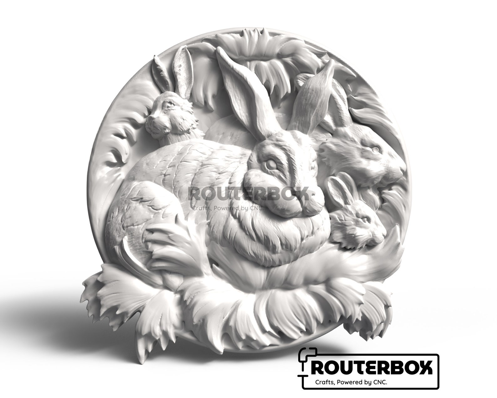 Rabbits in the Wild Relief STL Model for CNC Router and Woodworking ...