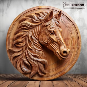 Pferdekopf Relief 3D STL für CNC-Fräser, 3D-Druck, Harzdruck - Perfekt zum Schnitzen, Schneiden, Holzgravieren, kommerzielle Nutzung auf Lebenszeit