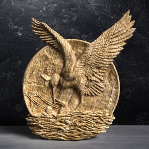 Cicogna che nutre i suoi pulcini Modello STL 3D in rilievo per router CNC e lavorazione del legno - Ideale per incisioni artistiche e decorazioni per la casa fai da te