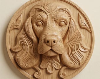 Cocker Spaniel Pet Portrait STL, CNC Router Dog Wall Plaque